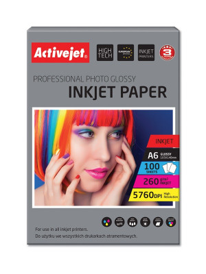 Activejet AP6-260GR100 Papier fotograficzny błyszczący ; 10x15; A6; 100 szt.