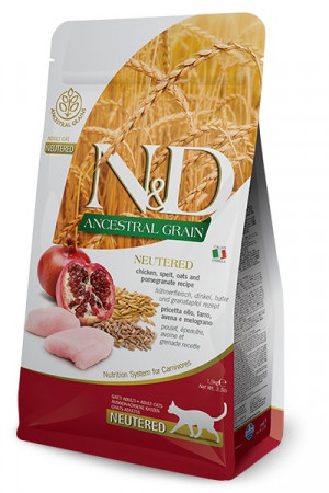 FARMINA N&D Ancestral Grain Chicken & Pomegranate Neutered - sucha karma dla kota - 1,5kg