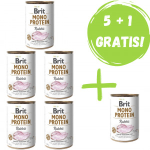 BRIT Mono Protein Rabbit - mokra karma z królikiem dla psa - 5x400g + 400g GRATIS!