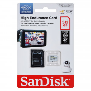 KARTA PAMIĘCI SANDISK HIGH ENDURANCE (rejestratory i monitoring) microSDXC 512GB V30 z adapterem