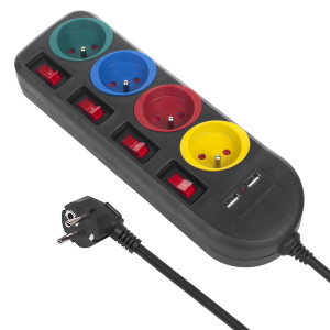 MACLEAN LISTWA ZASILAJĄCA 4 GNIAZDA 2XUSB MCE229B