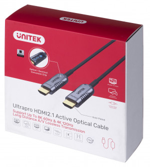 UNITEK KABEL OPTYCZNY HDMI 2.1 Active Optical Cable,8K, 4K120HZ,15M