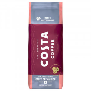 Costa Coffee Crema Rich kawa ziarnista 2kg + KUBEK CERAMICZNY Z POKRYWKĄ COSTA COFFEE
