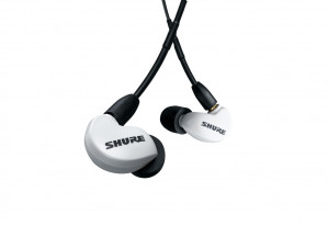 Shure SE215DYWH+UNI-EFS - Słuchawki douszne AONIC215 z pojedynczym przetwornikiem i kablem 3.5mm (białe)