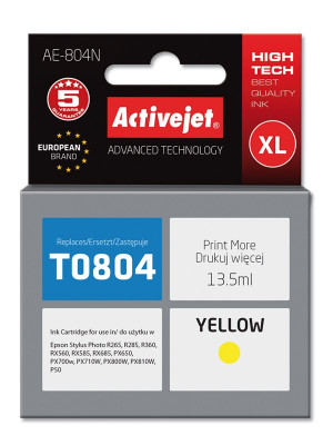 Activejet AE-804N Tusz do drukarki Epson, Zamiennik Epson T0804; Supreme; 13.5 ml; żółty.