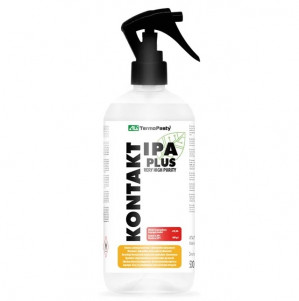 KONTAKT IPA PLUS. Wysokiej czystości alkohol izopropylowy. Usuwa wszelkie zanieczyszczenia z elementów optycznych. Nie pozostawia śladów i plam. Ma właściwości odtłuszczające. Plastikowa butelka 500 ml.