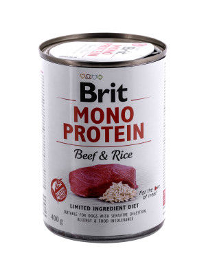 BRIT Mono Protein Beef&Rice - mokra karma z wołowiną i ryżem dla psów dorosłych - 12x400g