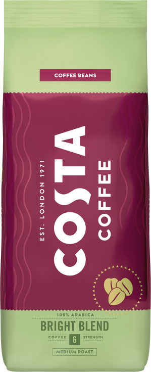 Costa Coffee Bright kawa ziarnista 2kg + KUBEK CERAMICZNY Z POKRYWKĄ COSTA COFFEE