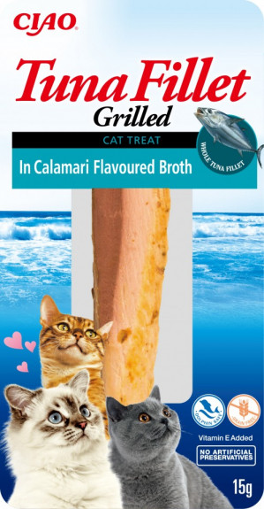 INABA Grilled Tuna Tuńczyk w bulionie o smaku kalmarów - przysmak dla kota - 15 g
