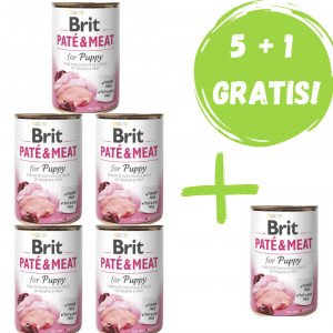 BRIT PATÉ & MEAT kurczak - mokra karma dla szczeniąt - puszka - 5x400g + 400g GRATIS!