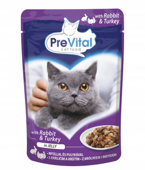 PREVITAL Indyk i królik w galaretce - mokra karma dla kota - 100g