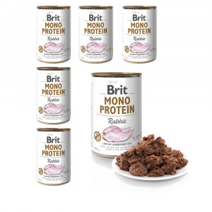 BRIT Mono Protein Rabbit - mokra karma z królikiem dla psa - 6x400 g