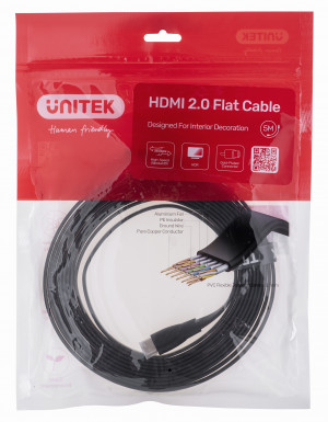 UNITEK KABEL HDMI 2.0 4K60HZ,PŁASKI,5M,C11063BK-5M