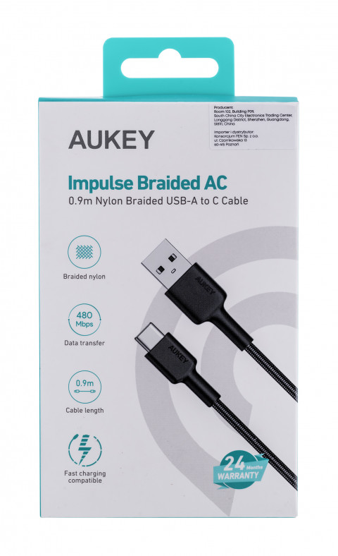 AUKEY CB-CD30 KABEL USB-C QC PD 0.9M 3A NYLON - Galeria zdjęcie 10