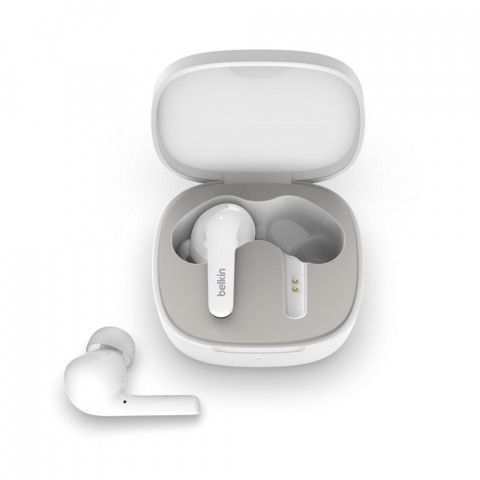 Słuchawki bezprzewodowe douszne Belkin SoundForm Flow Noise Cancellation Earbuds ANC BT5.2 IPX5 White - Galeria zdjęcie 4