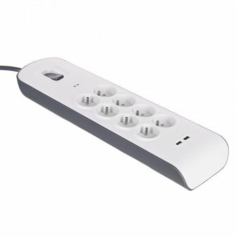 Listwa zasilająca Belkin Power Surge 8-PORT + 2xUSB-A 18W 900J 2m Grey/White - Galeria zdjęcie 3