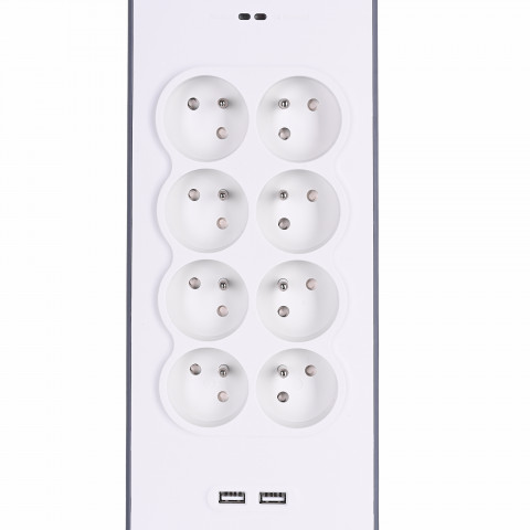 Listwa zasilająca Belkin Power Surge 8-PORT + 2xUSB-A 18W 900J 2m Grey/White - Galeria zdjęcie 2