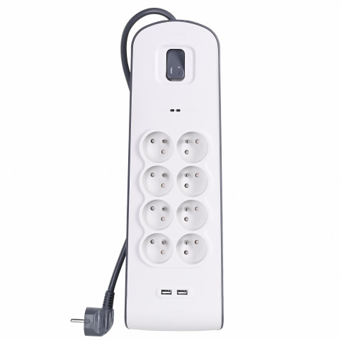 Listwa zasilająca Belkin Power Surge 8-PORT + 2xUSB-A 18W 900J 2m Grey/White - Galeria zdjęcie 1