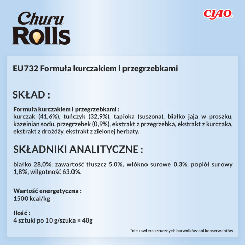INABA Churu Rolls Tuńczyk z przegrzebkami - przysmak dla kota - 4x10 g - Galeria zdjęcie 7