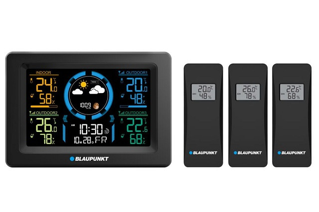 BLAUPUNKT Stacja pogodowa z 3 czujnikami z LCD WS40BK - zdjęcie 3