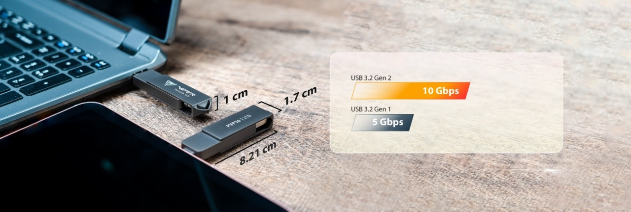 Dysk SSD Patriot PVP30 2TB 1000MB/s USB Duo A+C 3.2 Gen2 Alu - zdjęcie 3