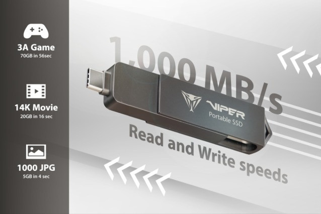 Dysk SSD Patriot PVP30 2TB 1000MB/s USB Duo A+C 3.2 Gen2 Alu - zdjęcie 5