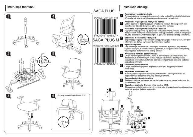 Ergonomiczny fotel biurowy SAGA PLUS czarny - zdjęcie 4